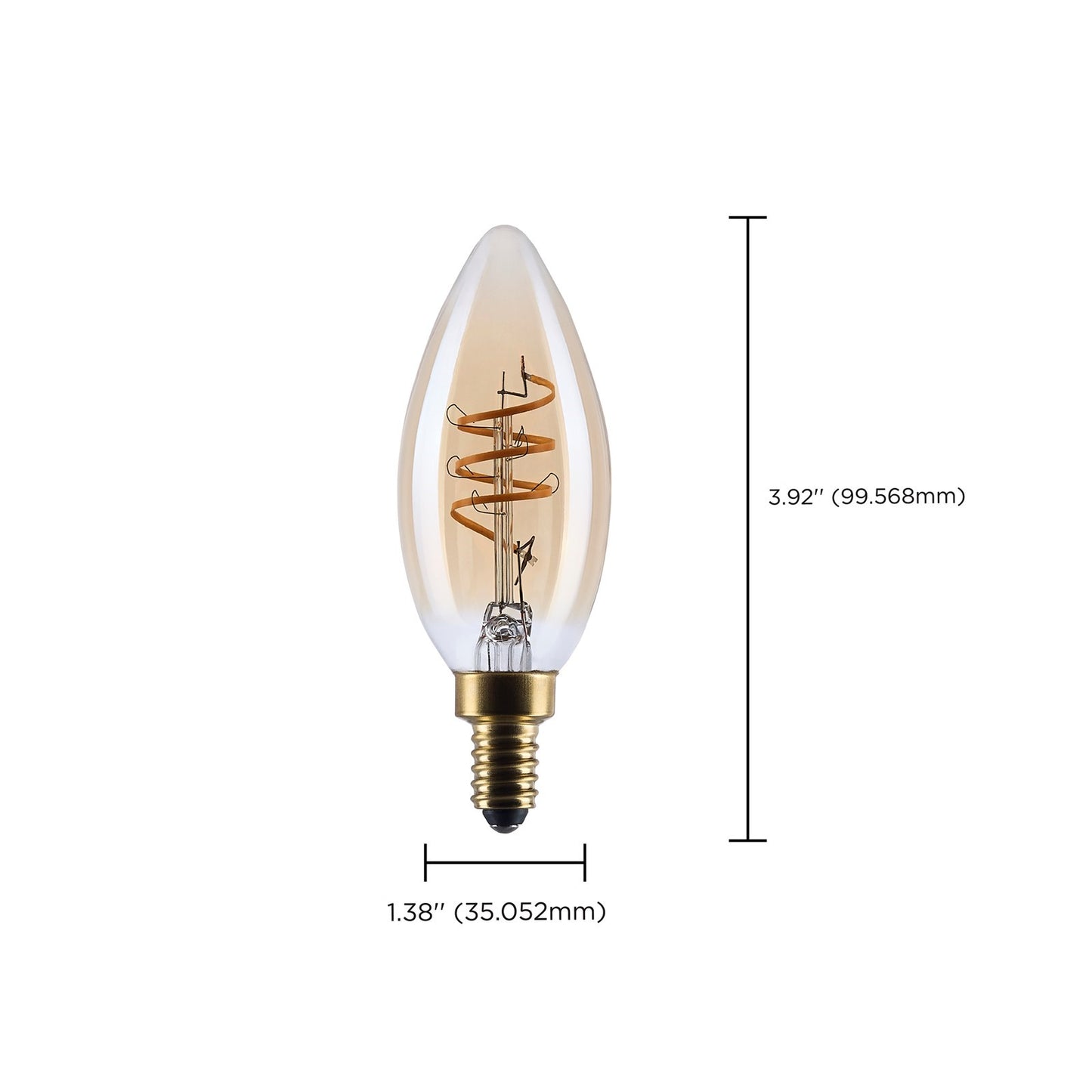 Nuvo Lighting S14219 5.5W C11 LED Bulb | Amber Glass Spiral Filament | Chandeliers & Sconces | 500 Lumens, 2000K, Dimmable | Model S14219