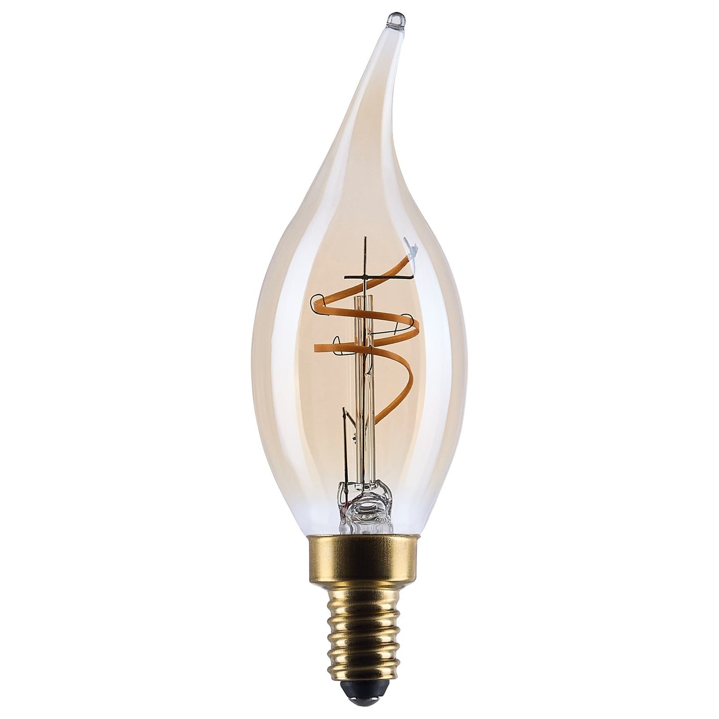 Nuvo Lighting S14220 3.5W CA11 LED Bulb | Amber Glass Spiral Filament | Chandeliers & Sconces | 300 Lumens, 2000K, Dimmable | Model S14220