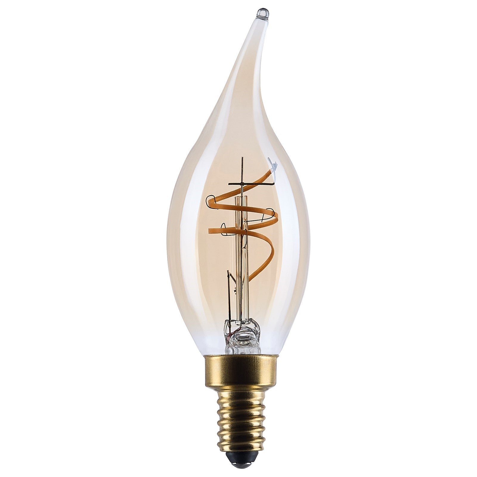 Nuvo Lighting S14220 3.5W CA11 LED Bulb | Amber Glass Spiral Filament | Chandeliers & Sconces | 300 Lumens, 2000K, Dimmable | Model S14220