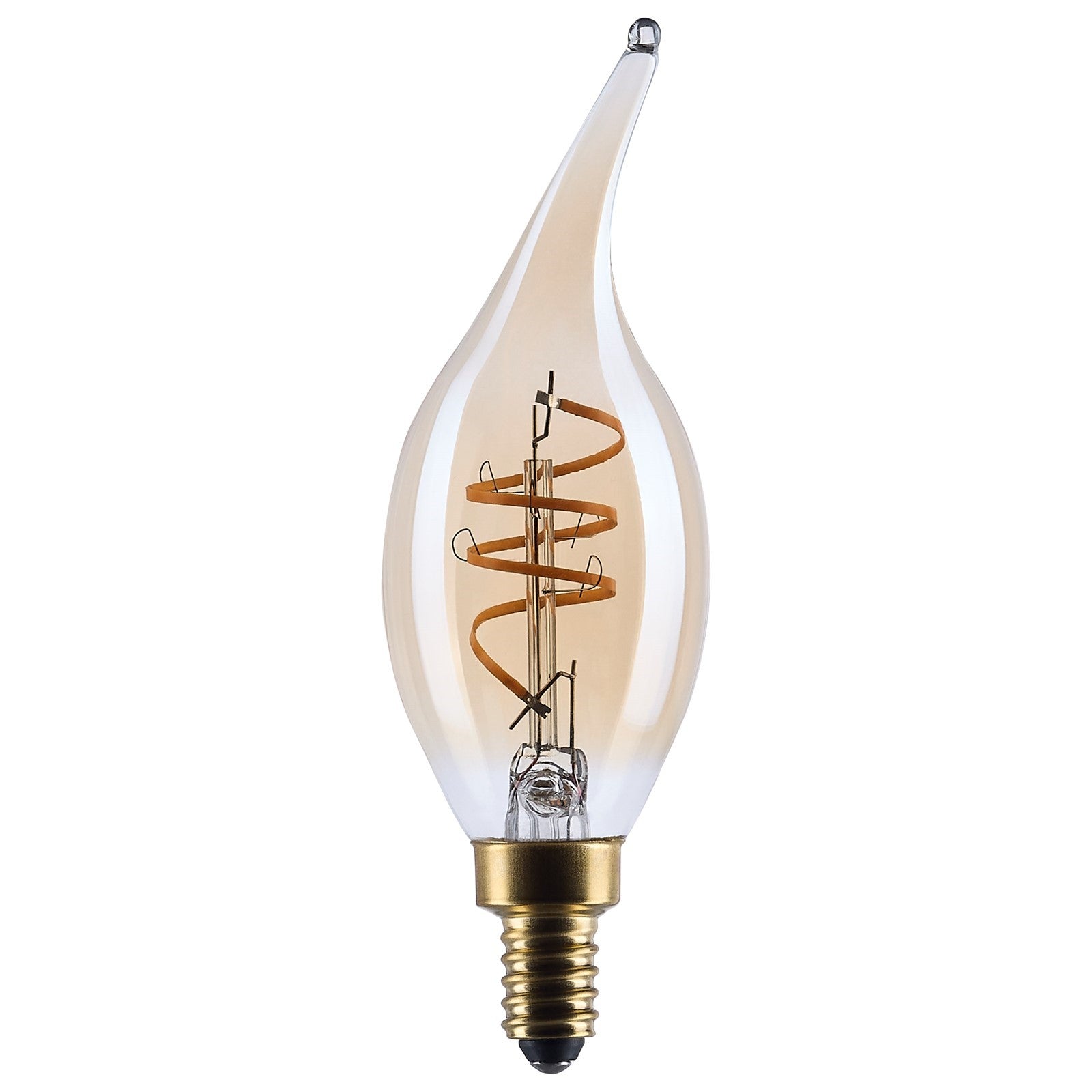 Nuvo Lighting S14221 5.5W CA11 LED Bulb | Amber Glass Spiral Filament | Chandeliers & Sconces | 500 Lumens, 2000K, Dimmable | Model S14221