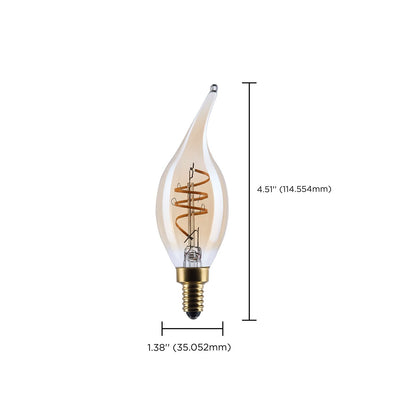Nuvo Lighting S14221 5.5W CA11 LED Bulb | Amber Glass Spiral Filament | Chandeliers & Sconces | 500 Lumens, 2000K, Dimmable | Model S14221