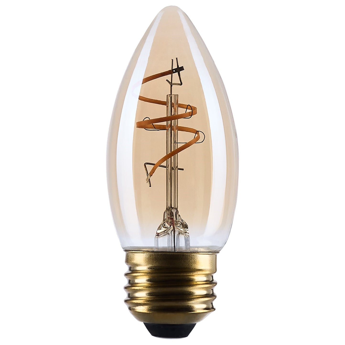 Nuvo Lighting S14222 3.5W C11 LED Bulb | Amber Glass Spiral Filament | 2000K Warm White, 300 Lumens, Dimmable, E26 Medium Base | Model S14222
