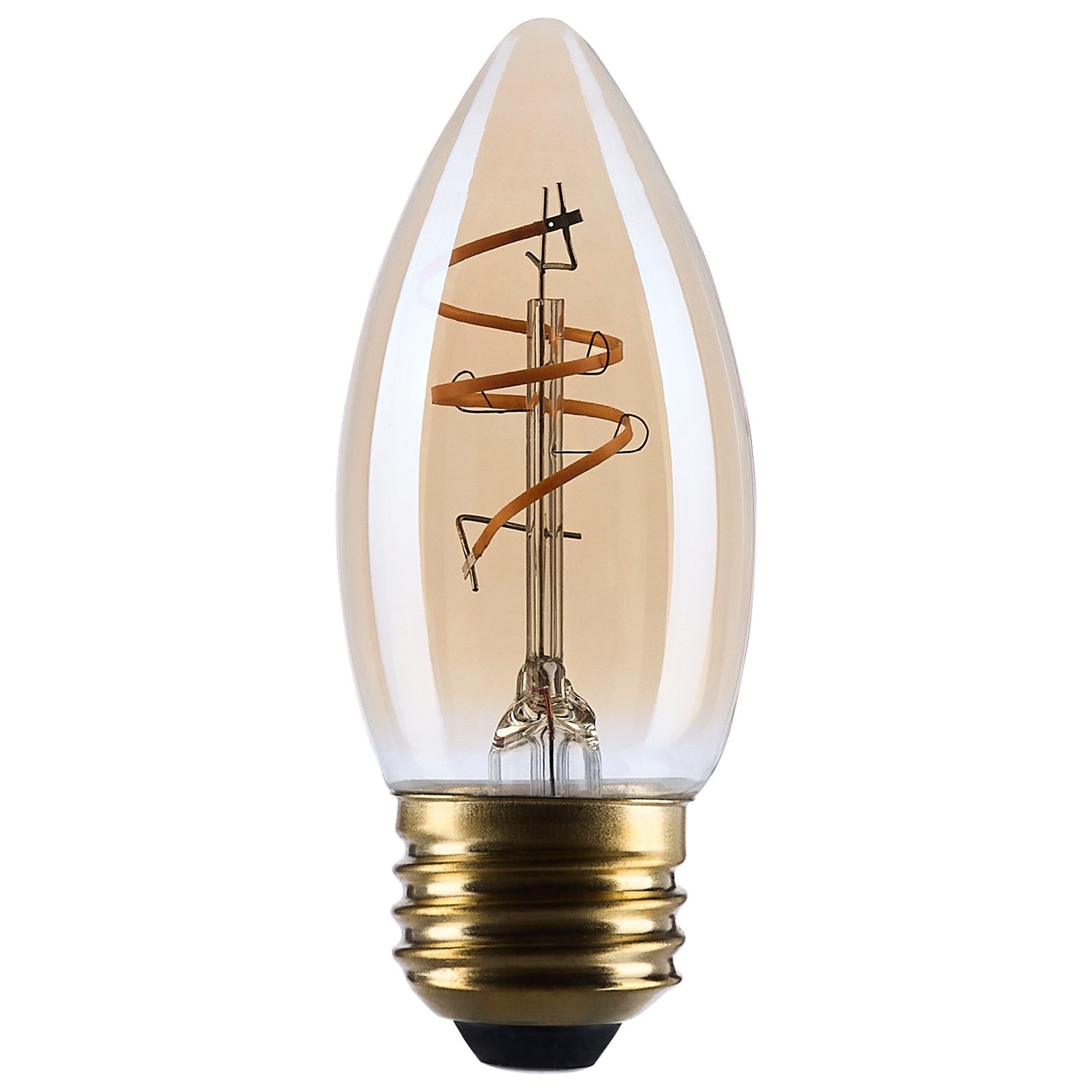 Nuvo Lighting S14222 3.5W C11 LED Bulb | Amber Glass Spiral Filament | 2000K Warm White, 300 Lumens, Dimmable, E26 Medium Base | Model S14222