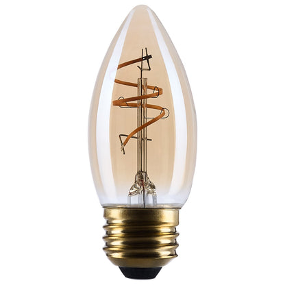 Nuvo Lighting S14222 3.5W C11 LED Bulb | Amber Glass Spiral Filament | 2000K Warm White, 300 Lumens, Dimmable, E26 Medium Base | Model S14222
