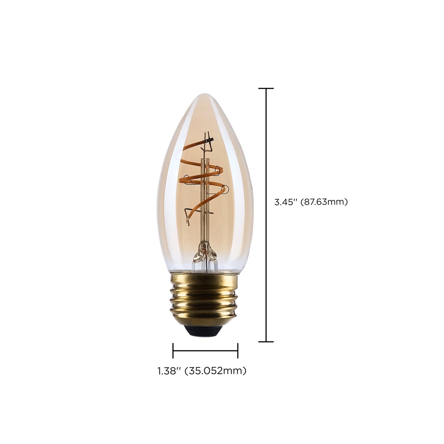 Nuvo Lighting S14222 3.5W C11 LED Bulb | Amber Glass Spiral Filament | 2000K Warm White, 300 Lumens, Dimmable, E26 Medium Base | Model S14222