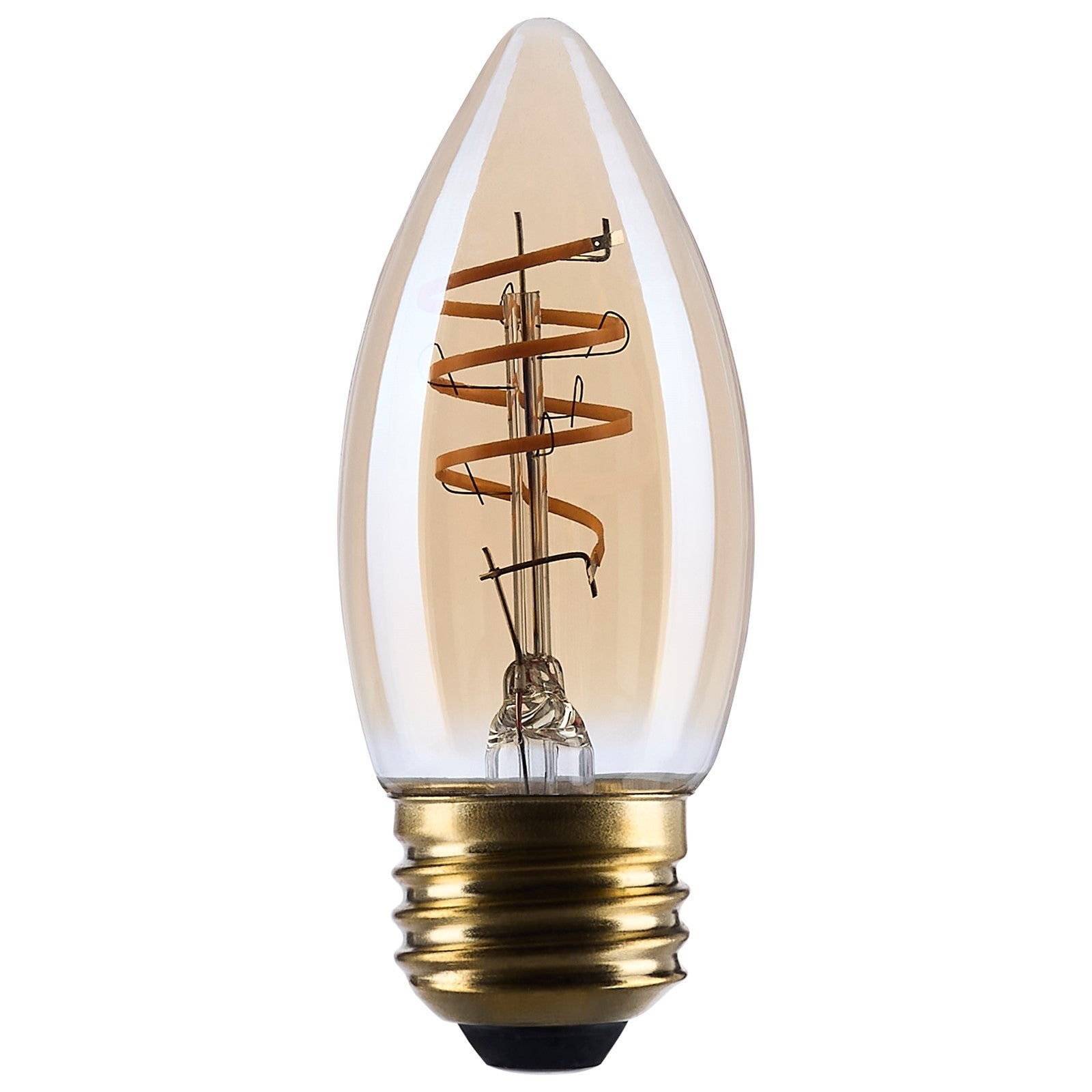 Nuvo Lighting S14223 5.5W C11 LED Bulb | Amber Glass Spiral Filament | 2000K Warm White, 500 Lumens, Dimmable, E26 Medium Base | Model S14223