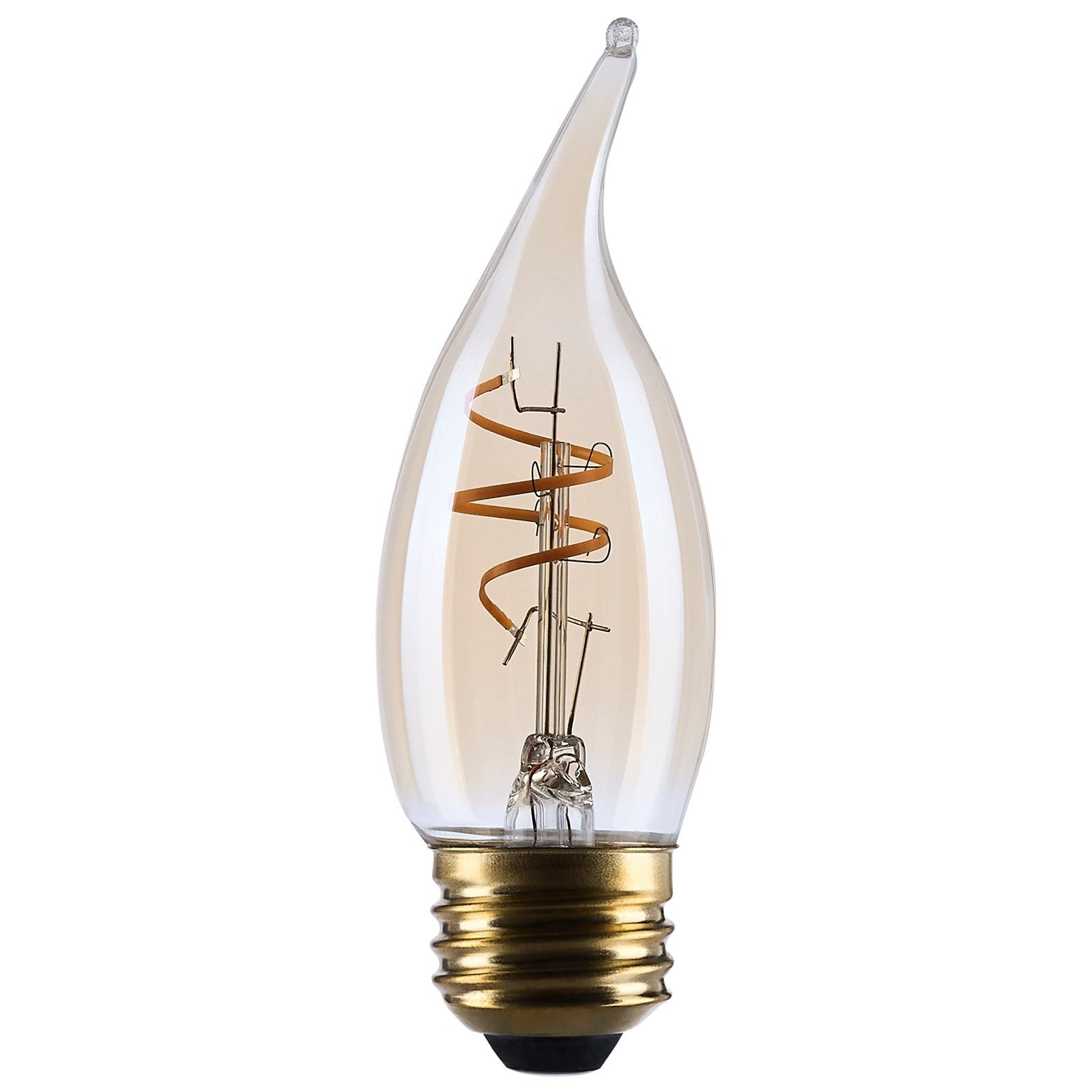 Nuvo Lighting S14224 3.5W CA11 LED Bulb | Amber Glass Spiral Filament | 2000K Warm White, 300 Lumens, Dimmable, E26 Medium Base | Model S14224