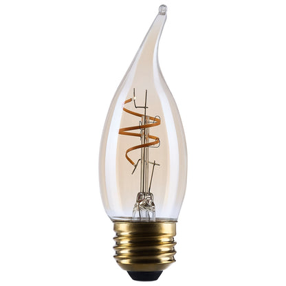 Nuvo Lighting S14224 3.5W CA11 LED Bulb | Amber Glass Spiral Filament | 2000K Warm White, 300 Lumens, Dimmable, E26 Medium Base | Model S14224