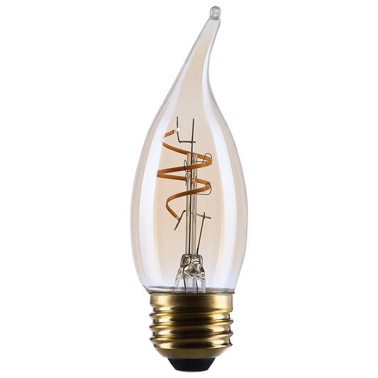 Nuvo Lighting S14224 3.5W CA11 LED Bulb | Amber Glass Spiral Filament | 2000K Warm White, 300 Lumens, Dimmable, E26 Medium Base | Model S14224