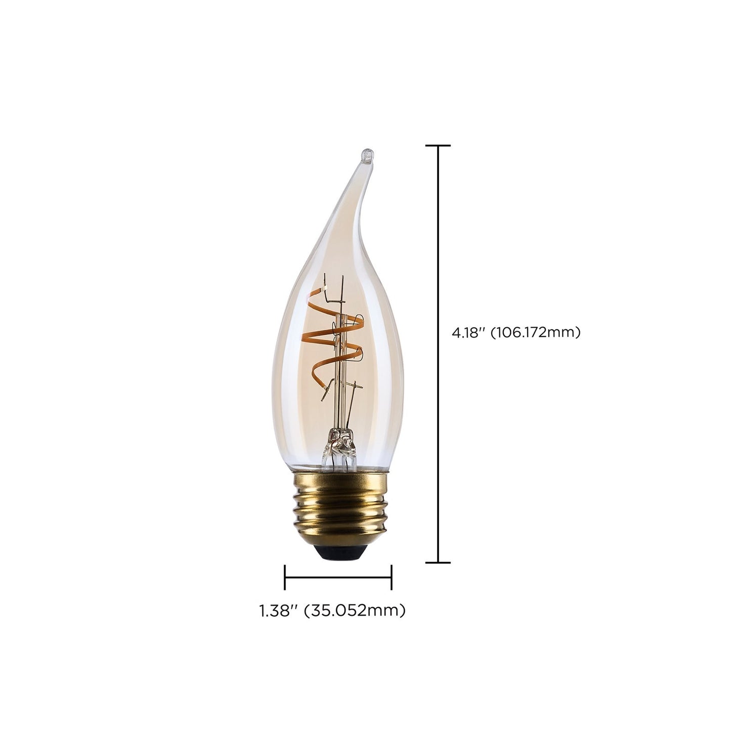 Nuvo Lighting S14224 3.5W CA11 LED Bulb | Amber Glass Spiral Filament | 2000K Warm White, 300 Lumens, Dimmable, E26 Medium Base | Model S14224