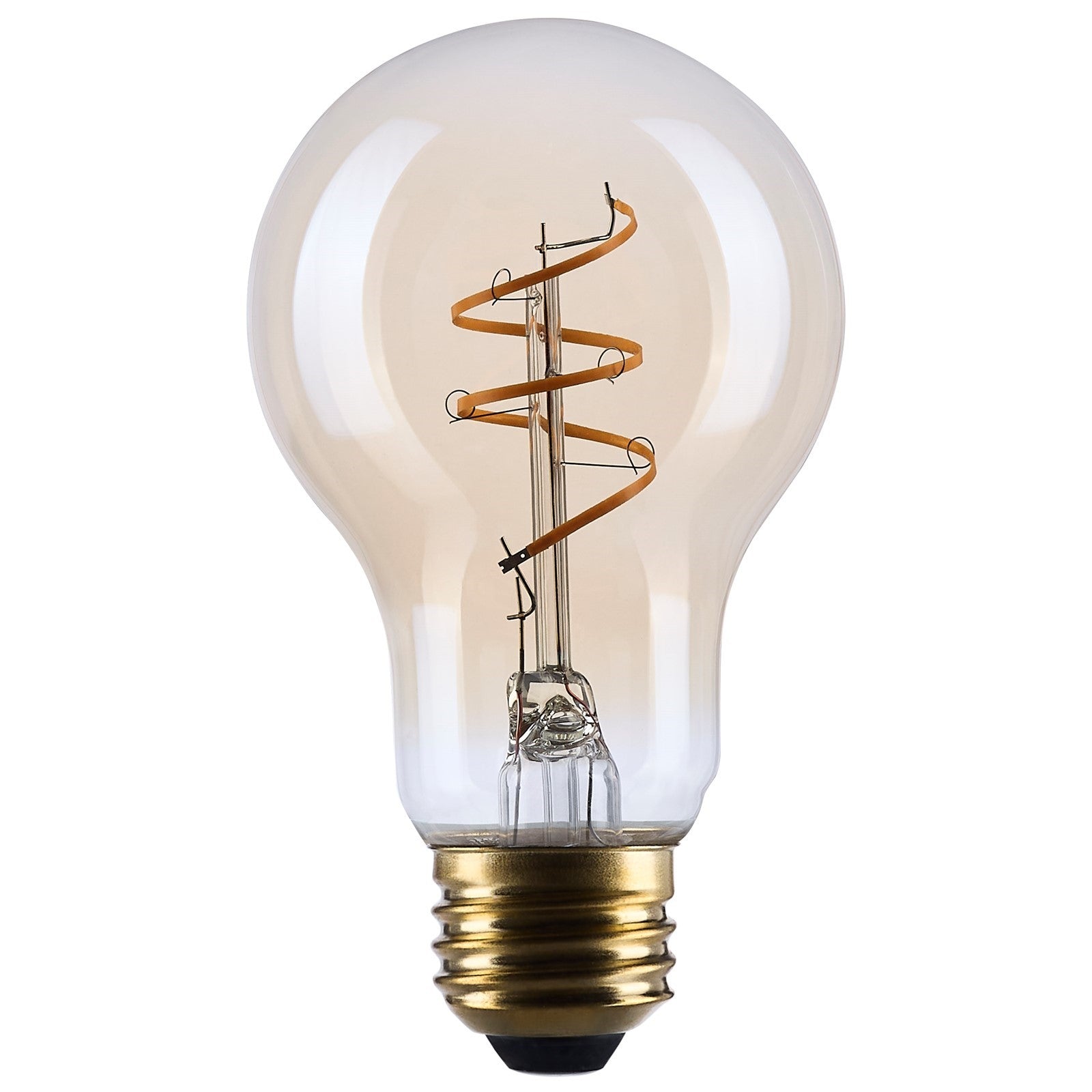 Nuvo Lighting S14227 5.5W A19 LED Bulb | Amber Glass Spiral Filament | 2000K Warm White, Dimmable, Wet Rated | 500 Lumens, E26 Base | Model S14227