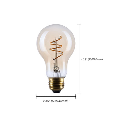 Nuvo Lighting S14227 5.5W A19 LED Bulb | Amber Glass Spiral Filament | 2000K Warm White, Dimmable, Wet Rated | 500 Lumens, E26 Base | Model S14227