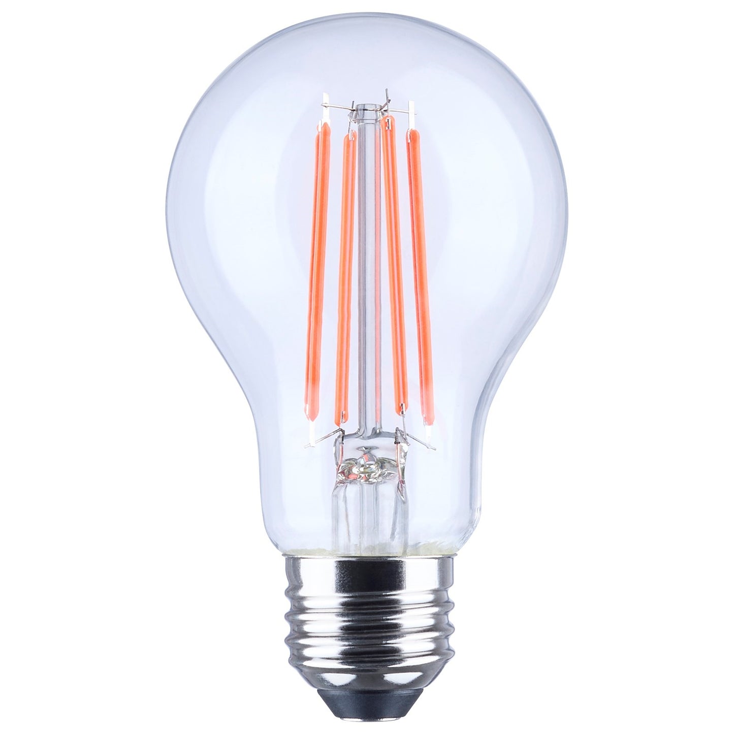 Nuvo 8W LED A19 Straight Filament Red Light Glass 120V 1-Pack, Clear