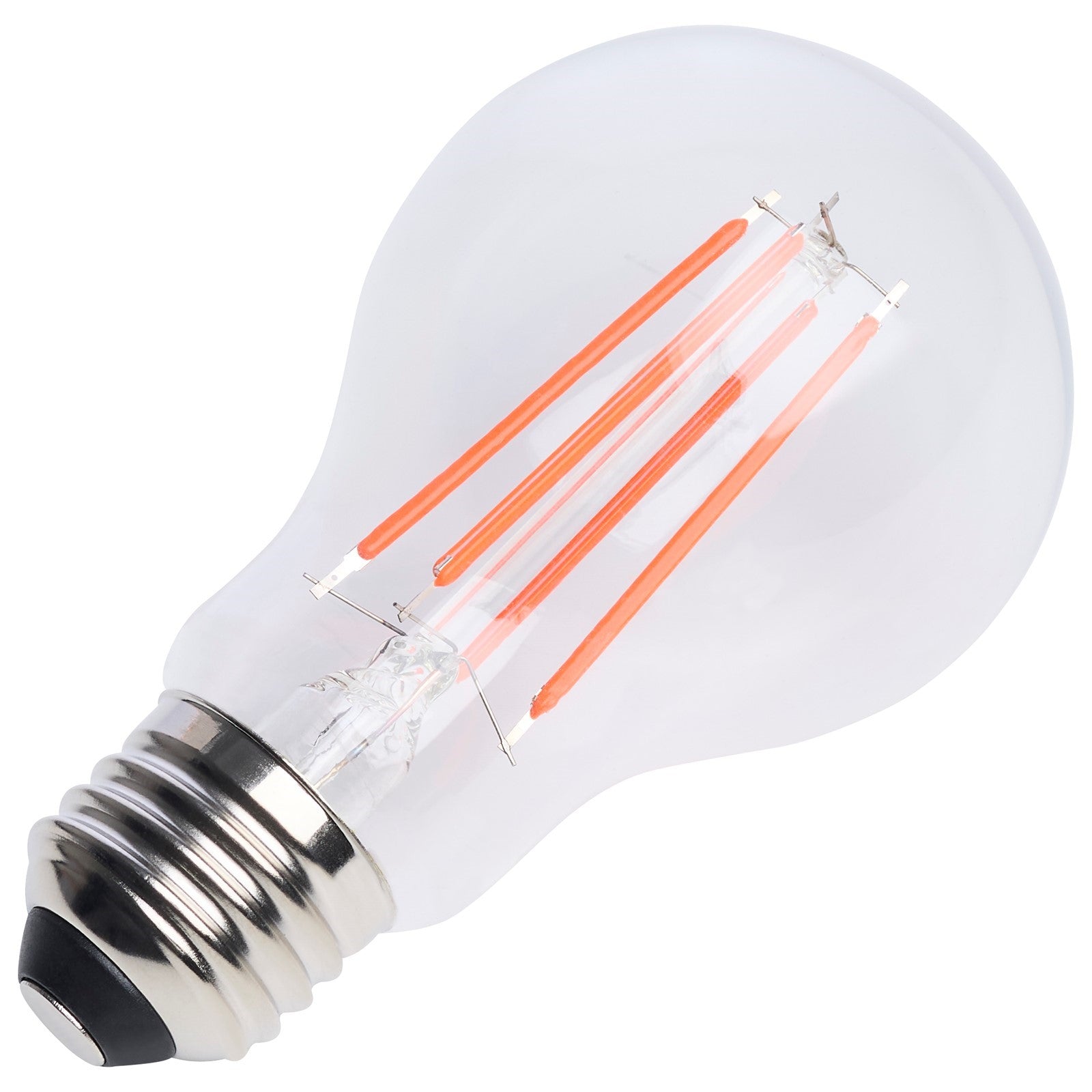 Nuvo 8W LED A19 Straight Filament Red Light Glass 120V 1-Pack, Clear