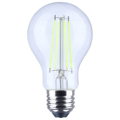 Nuvo 8W LED A19 Straight Filament Green Light Glass 120V 1-Pack, Clear