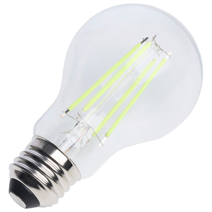 Nuvo 8W LED A19 Straight Filament Green Light Glass 120V 1-Pack, Clear