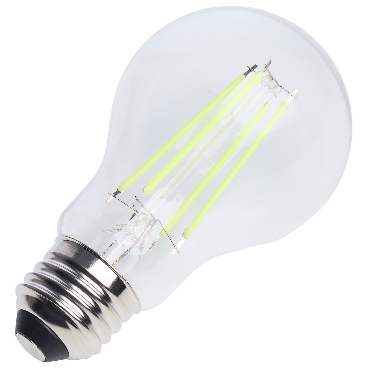Nuvo 8W LED A19 Straight Filament Green Light Glass 120V 1-Pack, Clear