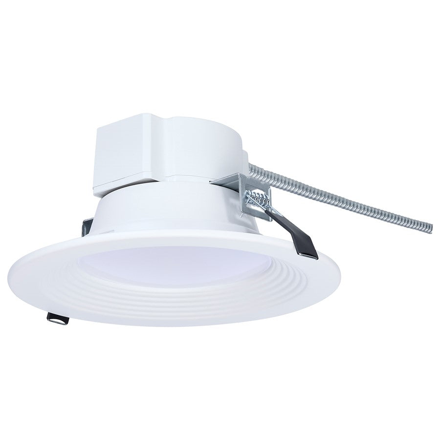 Nuvo Satco Plus Series 6in LED Recessed Downlight | White Utility Finish | Damp-Rated Kitchen & Bathroom | 2200 Lumens, 2700K-5000K | Model S21601
