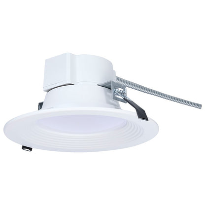 Nuvo Satco Plus Series 6in LED Recessed Downlight | White Utility Finish | Damp-Rated Kitchen & Bathroom | 2200 Lumens, 2700K-5000K | Model S21601
