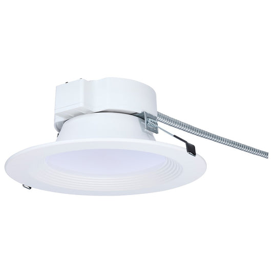 Nuvo Satco Plus Series 8in LED Recessed Downlight | Utility White Aluminum Regressed Baffle | Commercial & Residential Ceilings | 3200 | Model S21602