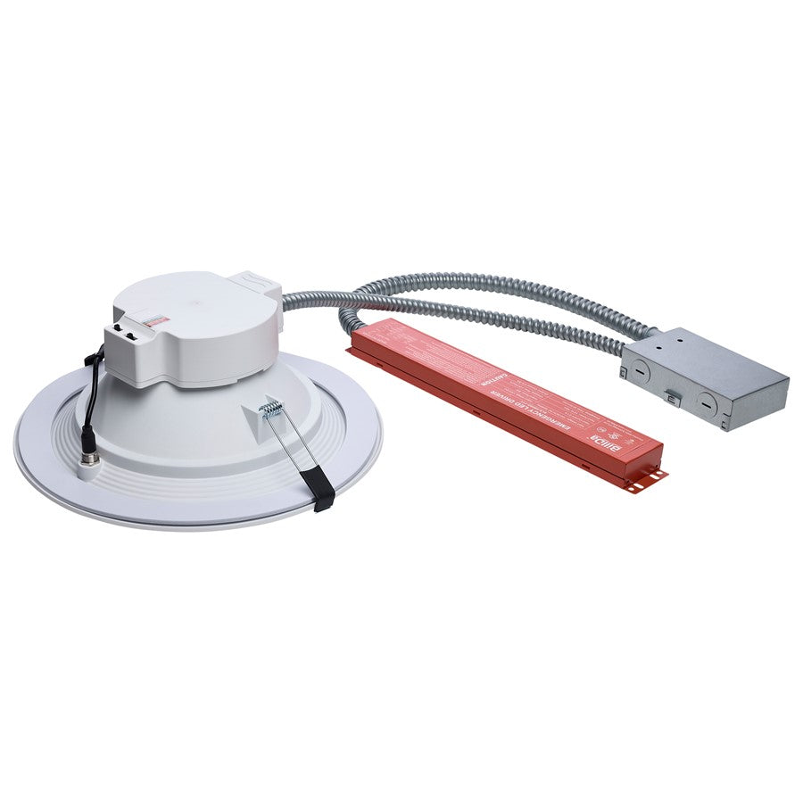 Nuvo Satco Plus Series 10in 38W LED Recessed Downlight | White Aluminum Regressed Baffle | Commercial & Utility Spaces | 4200 Lumens | Model S21607