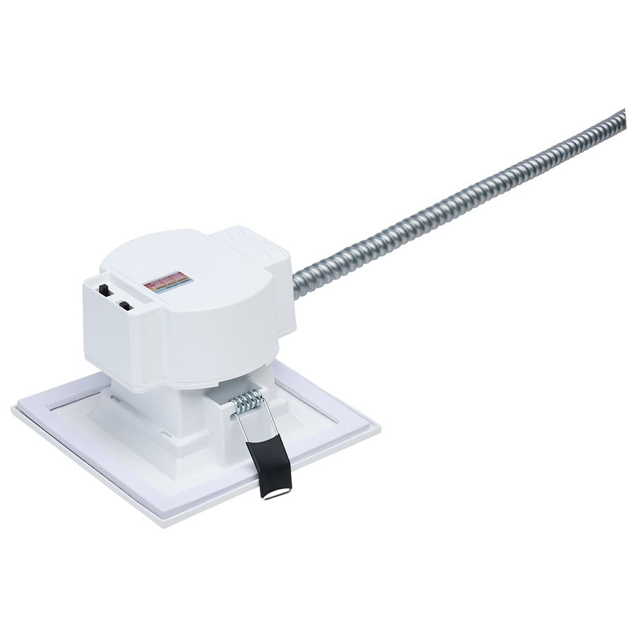 Nuvo Lighting Satco Plus Series 4in Square LED Downlight | Field-Selectable CCT & Wattage White Aluminum Regressed Baffle | Commercial | Model S21608