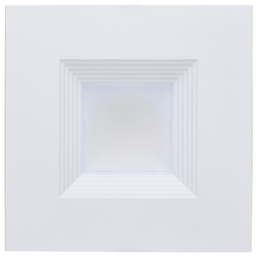 Nuvo Lighting Satco Plus Series 4in Square LED Downlight | Field-Selectable CCT & Wattage White Aluminum Regressed Baffle | Commercial | Model S21608
