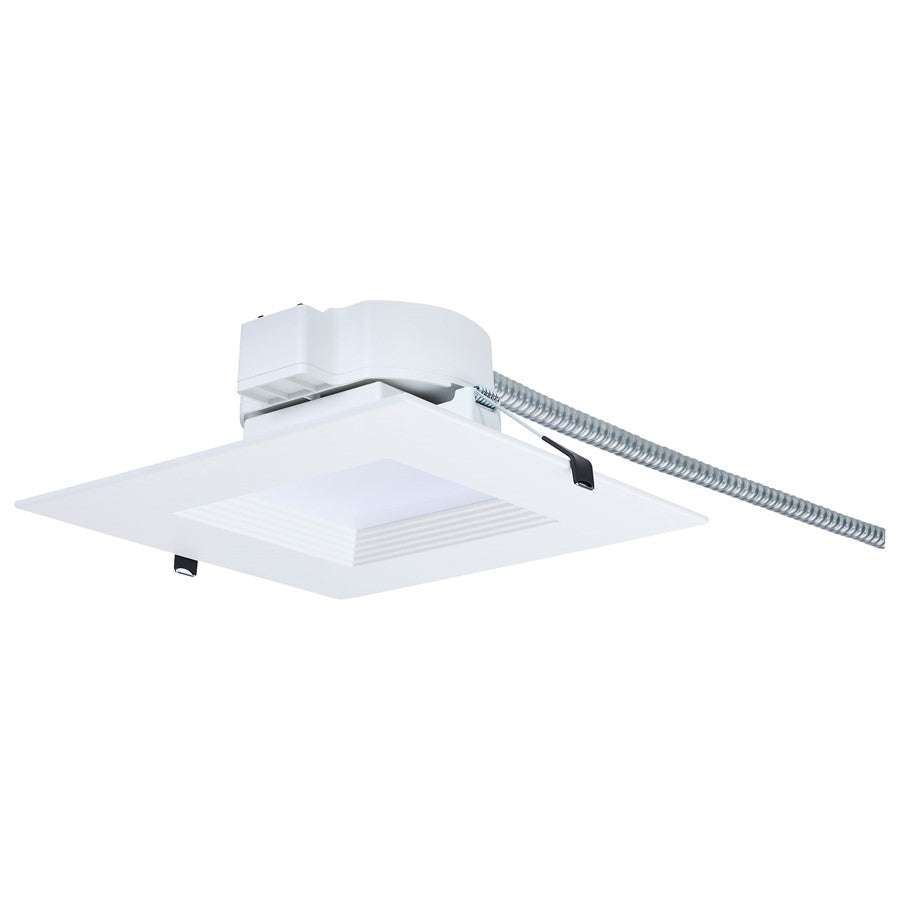 Nuvo Satco Plus Series 8in Square LED Downlight | Field-Selectable CCT & Wattage White Aluminum | Commercial & Damp Location Recessed Light | Model S21610