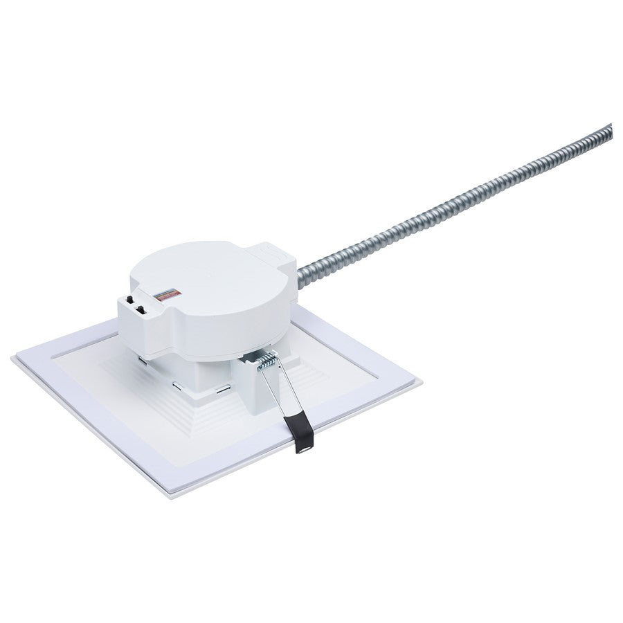 Nuvo Satco Plus Series 8in Square LED Downlight | Field-Selectable CCT & Wattage White Aluminum | Commercial & Damp Location Recessed Light | Model S21610