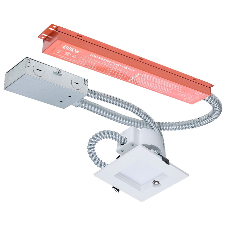 Nuvo Satco Plus Series 4in Square LED Downlight | White Aluminum Regressed Baffle | Commercial & Emergency Lighting | 1200 Lumens | Model S21612