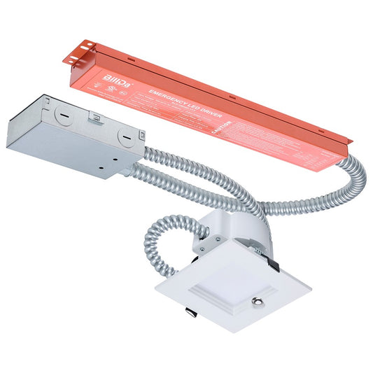 Nuvo Satco Plus Series 4in Square LED Downlight | White Aluminum Regressed Baffle | Commercial & Emergency Lighting | 1200 Lumens | Model S21612