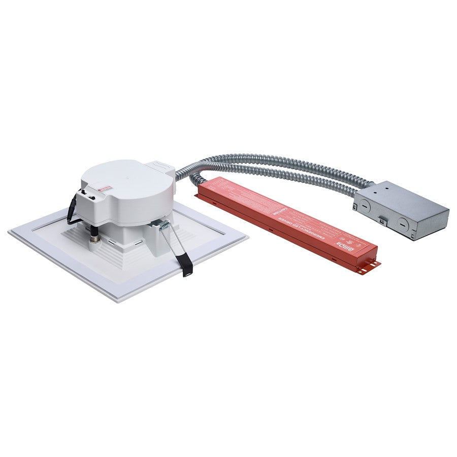 Nuvo Lighting Satco Plus Series 8in Square LED Downlight | Utility White Aluminum with Frosted Lens | Commercial & Emergency Lighting | Model S21614