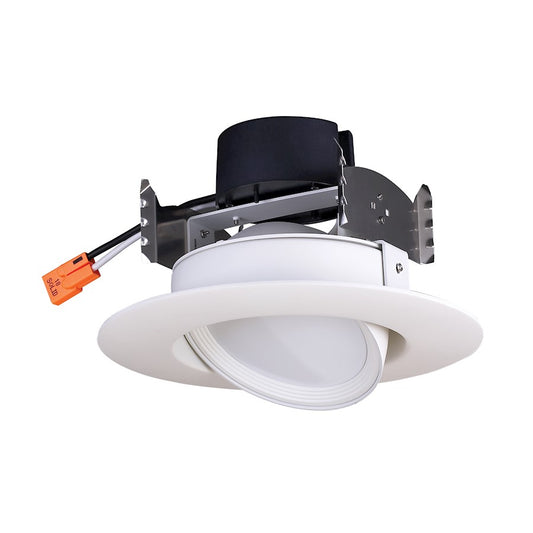 Nuvo Lighting Satco 4in 7W LED Retrofit Downlight Gimbaled | Modern White Dimmable | Damp Location Kitchen & Bathroom | 600 Lumens 3000K | Model S39467