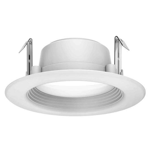 Nuvo Lighting Satco 4in 7W LED Downlight Retrofit | Modern White Finish | Bathroom & Covered Patio Recessed Light | 600 Lumens 3000K | Model S39714