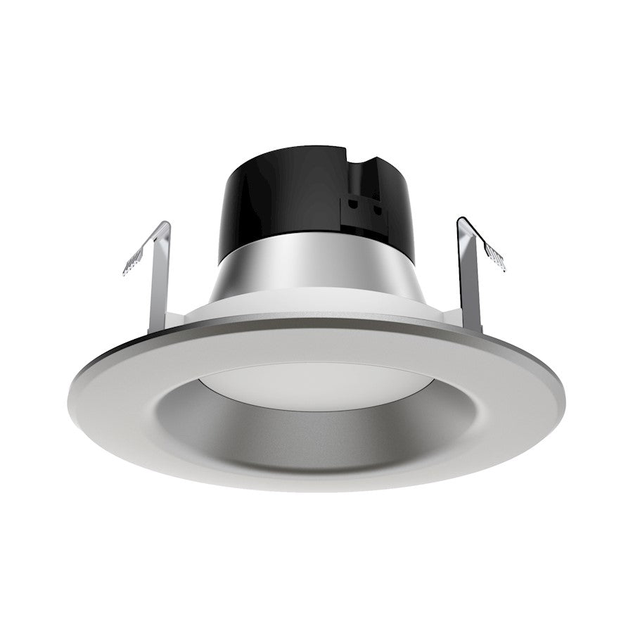 Nuvo Lighting Satco 4in LED Downlight Retrofit | Modern Brushed Nickel | Bathroom & Kitchen Recessed Light | 600 Lumens, 3000K, Dimmable | Model S39744