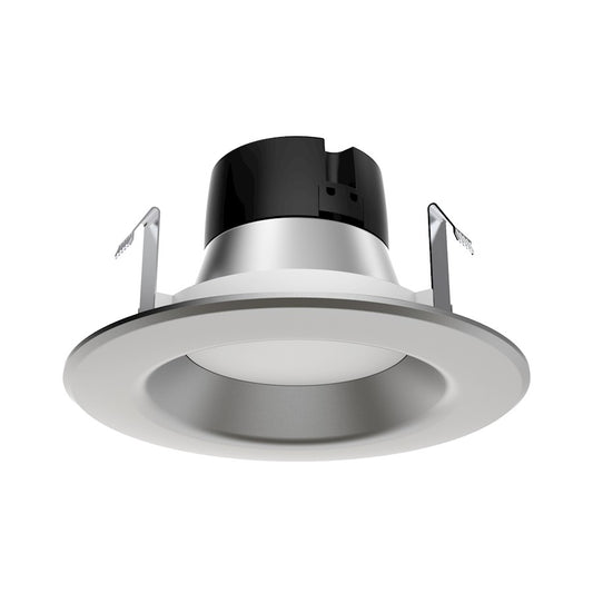 Nuvo Lighting Satco 4in LED Downlight Retrofit | Modern Brushed Nickel | Bathroom & Kitchen Recessed Light | 600 Lumens, 3000K, Dimmable | Model S39744