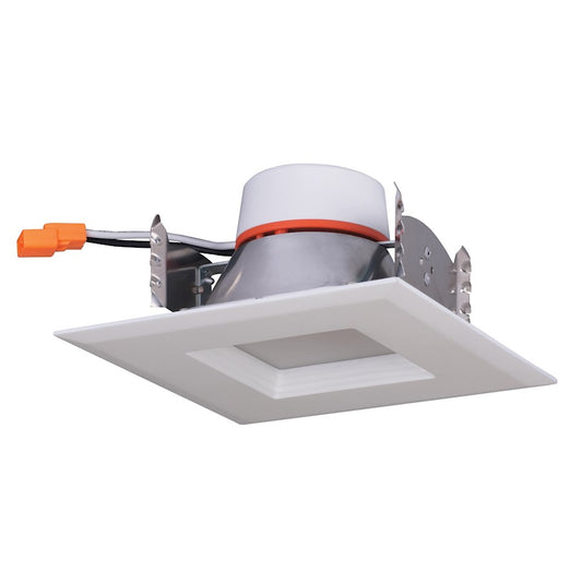 Nuvo Lighting Satco 4in Square LED Downlight Retrofit | Modern White 7W 600lm 4000K | Kitchen & Bathroom Recessed Light | 5 x 5 x 3 in, Wet | Model S39758