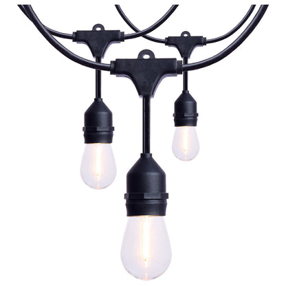Nuvo Lighting 24ft LED String Light 12-S14 Lamps | Decorative Black and Warm White Glass | Outdoor Patio & Party Room | Model S8020R1