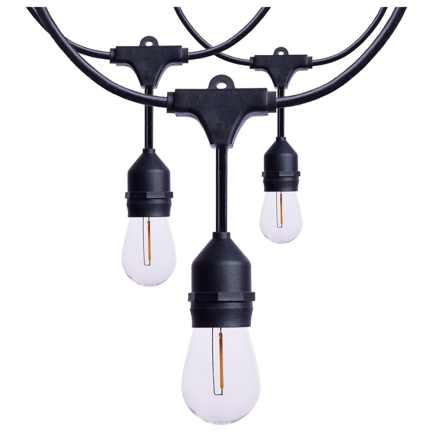 Nuvo Lighting 24ft LED String Light 12-S14 Lamps | Decorative Black and Warm White Glass | Outdoor Patio & Party Room | Model S8020R1