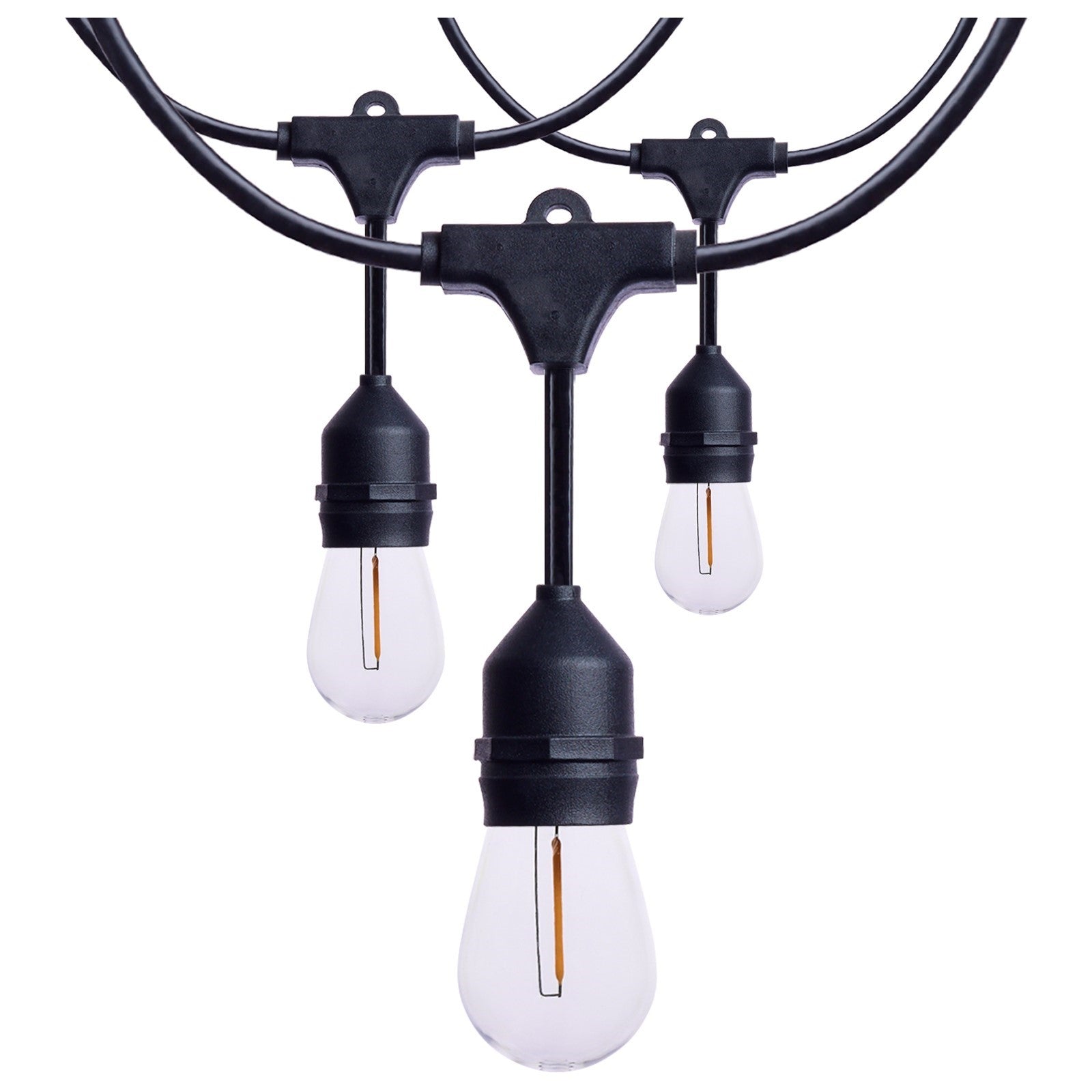 Nuvo Lighting 24ft LED String Light 12-S14 Lamps | Decorative Black and Warm White Glass | Outdoor Patio & Party Room | Model S8020R1