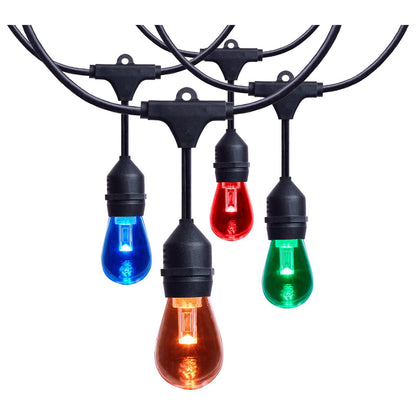 Nuvo Lighting S8031R1 24ft LED String Light | Decorative Black with S14 Lamps | Patio & Party Room | RGBTW with Remote | Model S8031R1