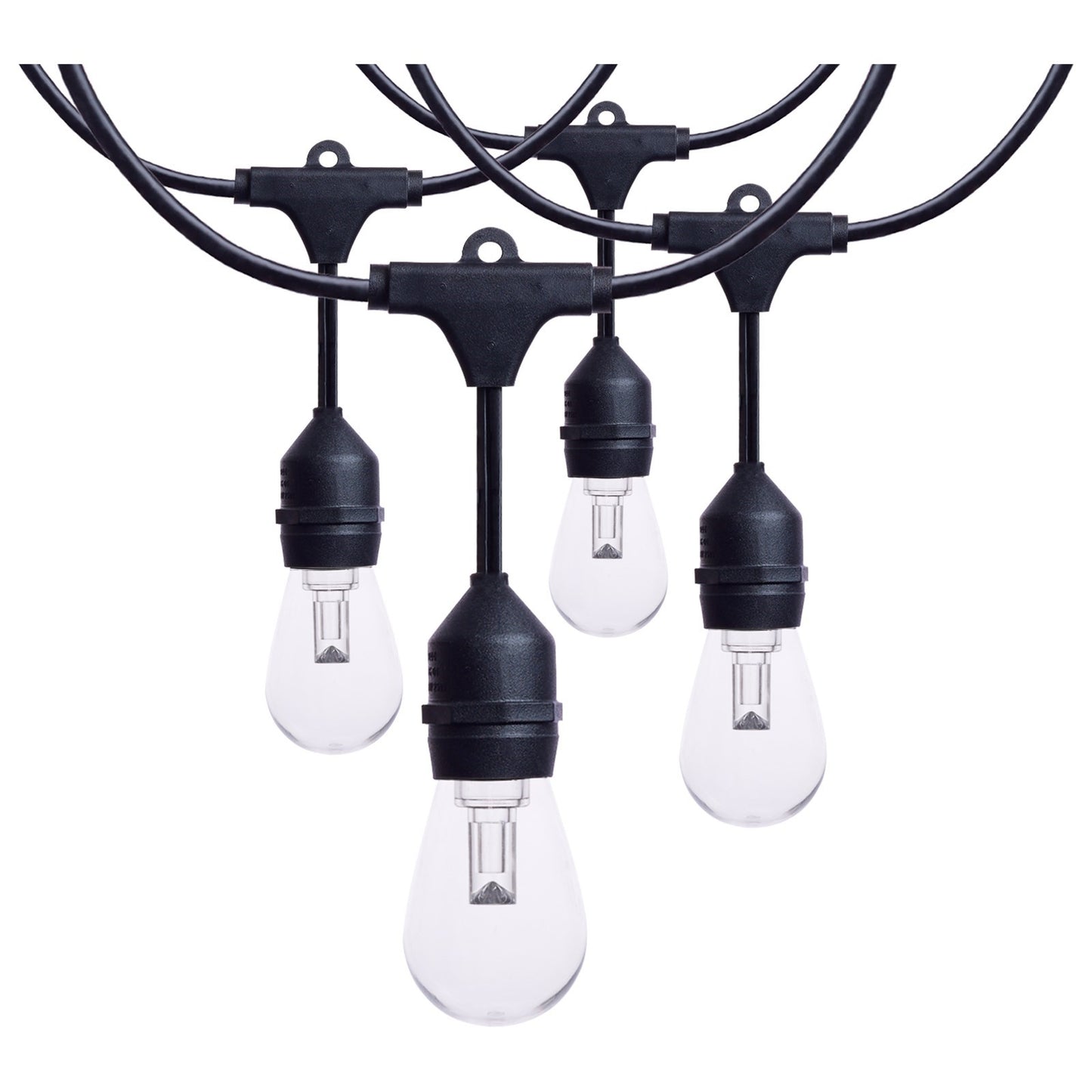 Nuvo Lighting S8033R1 48ft LED String Light | Decorative Black Acrylic S14 Bulbs | Patio & Party Lighting | RGBTW Remote Control, 150 | Model S8033R1