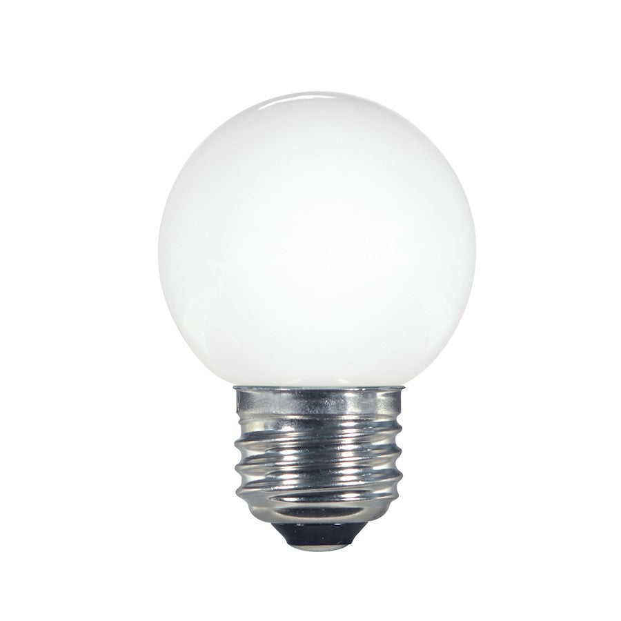Nuvo Lighting Satco 1.4W LED G16 1/2 Light Bulb | Coated White Finish | Wet Location Indoor & Outdoor | 45 Lumens 2700K 80 CRI Dimmable | Model S9159