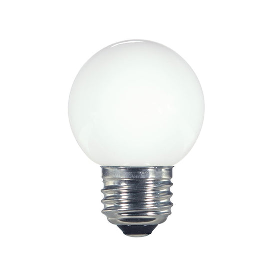 Nuvo Lighting Satco 1.4W LED G16 1/2 Light Bulb | Coated White Finish | Wet Location Indoor & Outdoor | 45 Lumens 2700K 80 CRI Dimmable | Model S9159