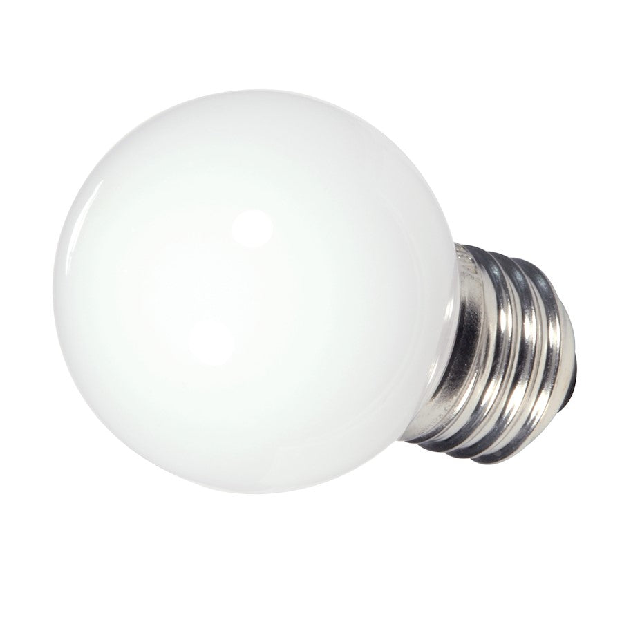 Nuvo Lighting Satco 1.4W LED G16 1/2 Light Bulb | Coated White Finish | Wet Location Indoor & Outdoor | 45 Lumens 2700K 80 CRI Dimmable | Model S9159