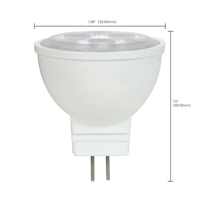 Nuvo Lighting Satco 3W LED MR11 3000K 25° Beam | Clear Glass GU4 Bi-Pin Base | Accent & Display Lighting | 210 Lumens, 80 CRI, Dimmable | Model S9281
