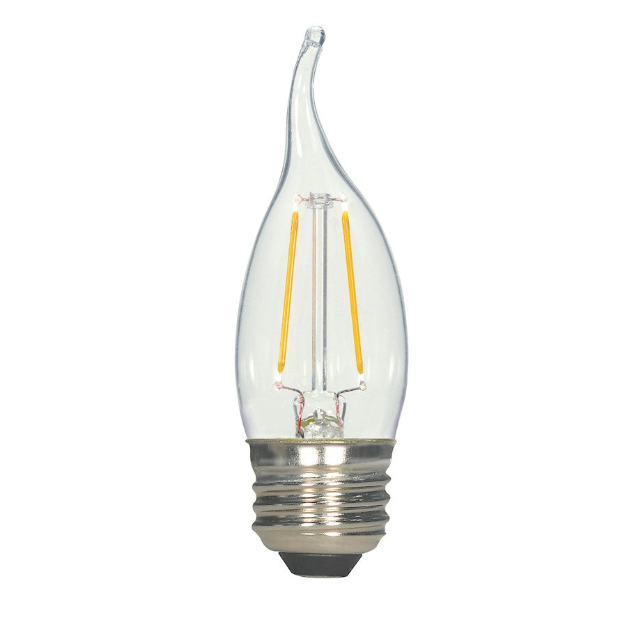 Nuvo Lighting Satco 2.5W CA11 LED Bulb | Clear Glass E26 Medium Base | Dimmable Damp-Rated Light Bulb | 250 Lumens 2700K 80 CRI | Model S9571