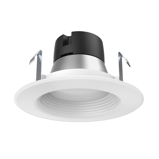Nuvo Lighting S9729 4in LED Downlight Retrofit | Modern White Baffle and Frosted Lens | Bathroom & Covered Patio Damp-Rated | 460 Lumens | Model S9729