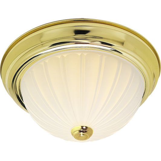 Nuvo SF76-124 11in 2-Light Flush Mount | Traditional Polished Brass and Frosted Melon Glass | Bathroom & Hallway Ceiling Light | 11.25 x | Model SF76-124