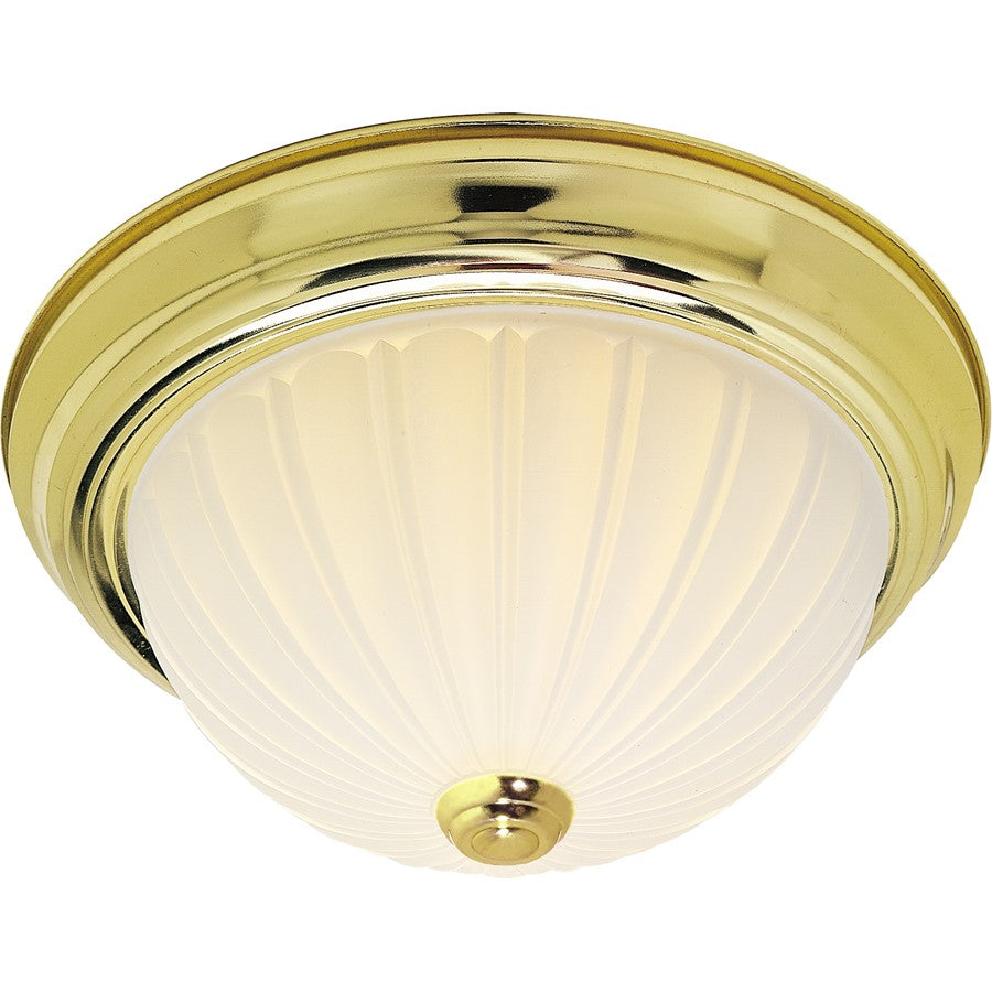 Nuvo 3-Light 15in Flush Mount | Traditional Polished Brass and Frosted Melon Glass | Entryway & Hallway Ceiling Light | 15.25 x 15.25 x 6 | Model SF76-128